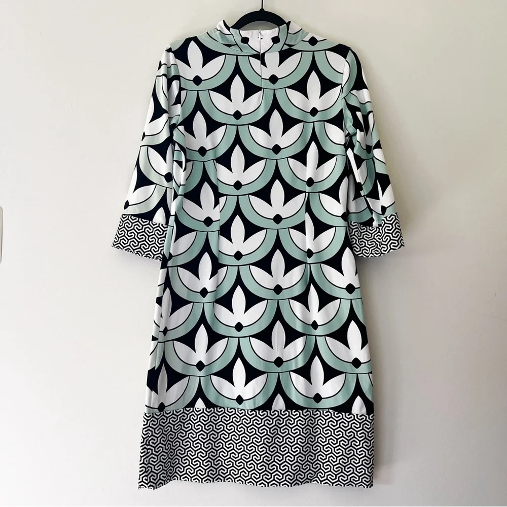 j. mclaughlin | mint floral geometric long sleeve catalina sheath dress small